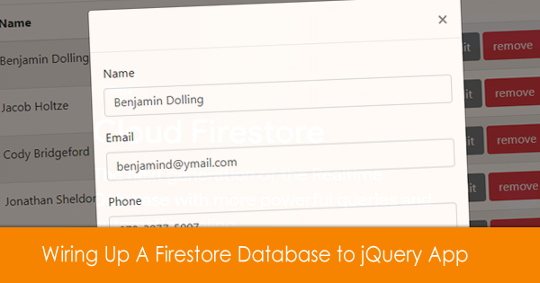 Wiring Up A Firestore Database to jQuery App 
